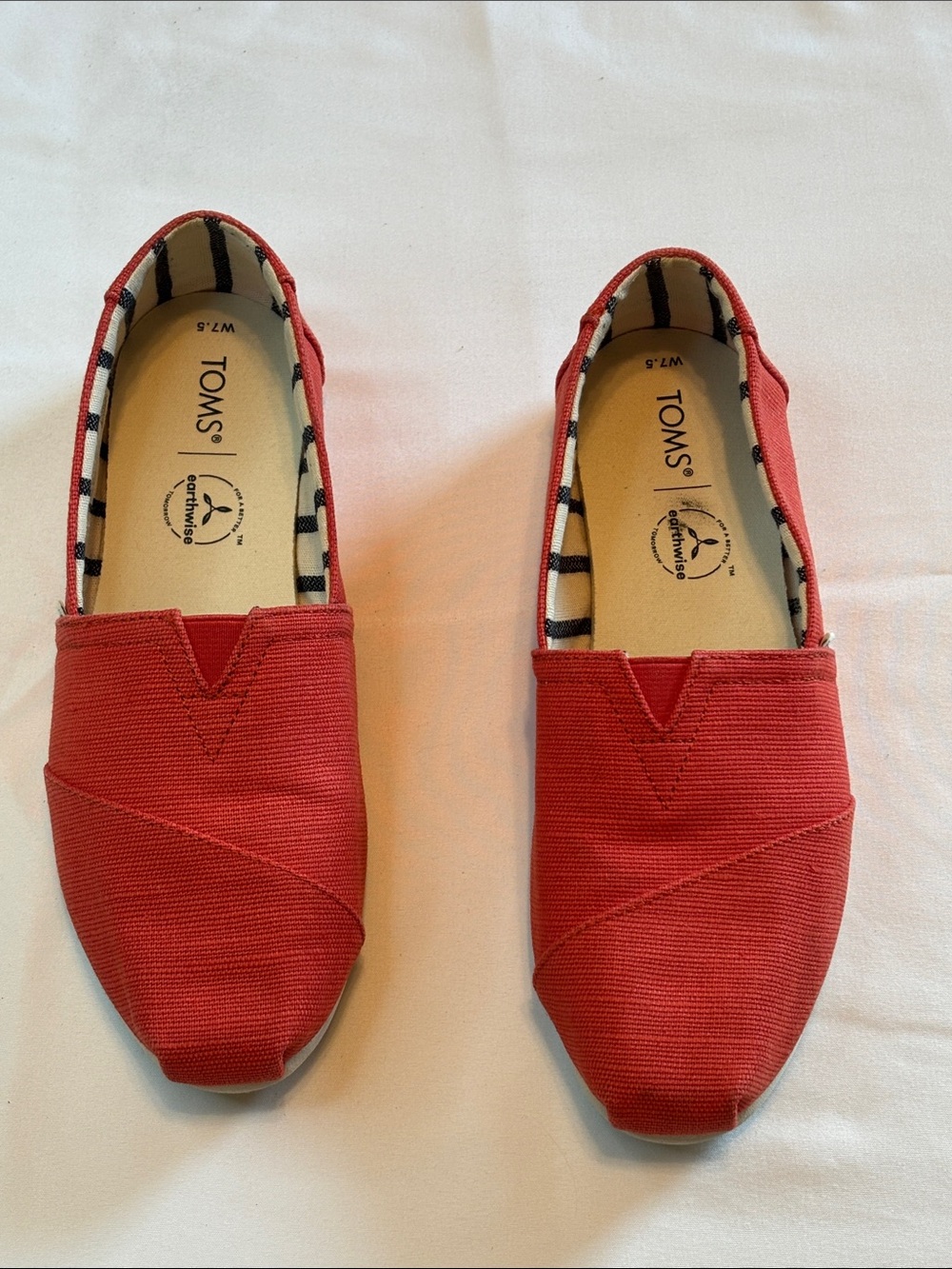 Toms Women's Red Canvas Slip-On Flats